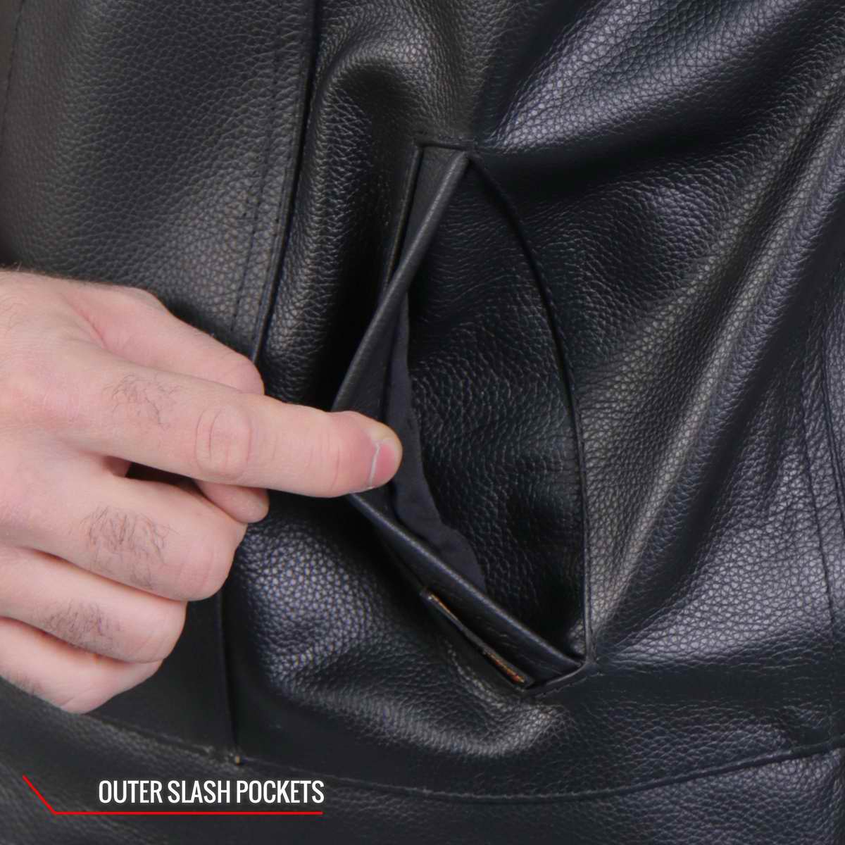 Hot Leathers VSM2002 Men's Black 'Back Off Finger' Conceal and Carry Leather Vest — image 9