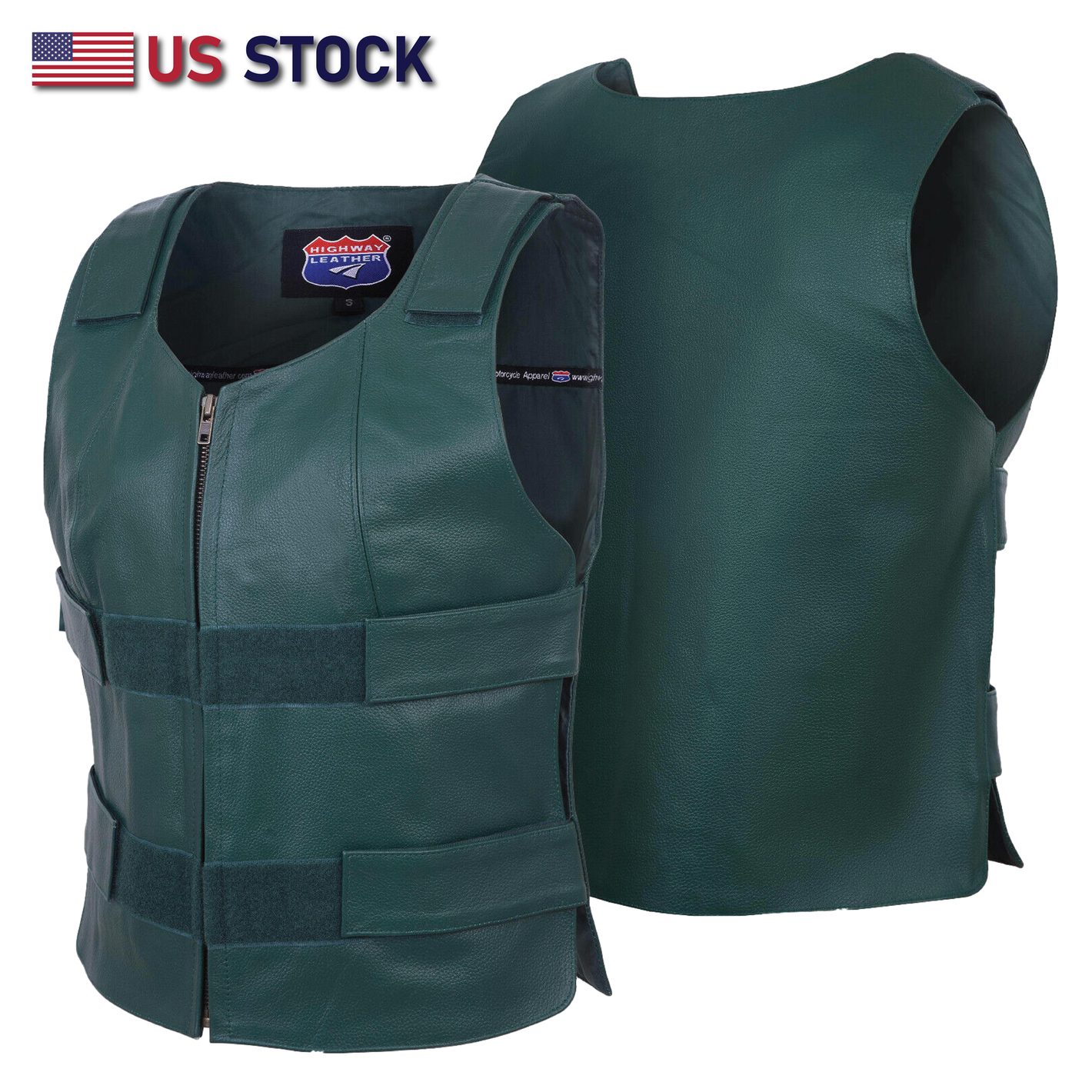 Emerald Green Women Bullet Proof style Leather Motorcycle Vest for SOA bikers Club #14945Hunter Green