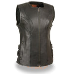 Milwaukee Leather MLL4515 Women's Zipper Front SWAT Style Black Leather Vest - image 1