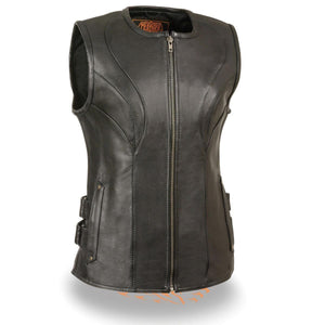 Milwaukee Leather MLL4515 Women's Zipper Front SWAT Style Black Leather Vest - image 1