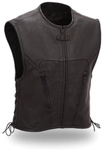 First Manufacturing XPM650NKD Men’s ‘Xpert’ Black Premium Leather Motorcycle Vest — image 1