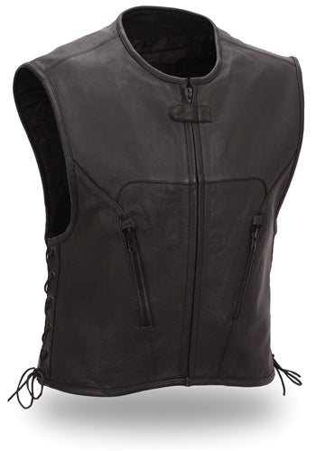First Manufacturing XPM650NKD Men’s ‘Xpert’ Black Premium Leather Motorcycle Vest — image 1