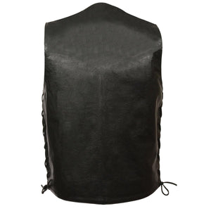 Men’s XS103 Classic Black Side Laced Biker Leather Vest — image 2