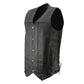 Men’s XS106T Tall Size 10-Pocket Classic Black Side Laced Biker Leather Vest — image 4