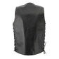 Men’s XS106T Tall Size 10-Pocket Classic Black Side Laced Biker Leather Vest — image 2