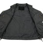 Men’s XS106 10-Pocket Classic Black Side Laced Biker Leather Vest — image 3