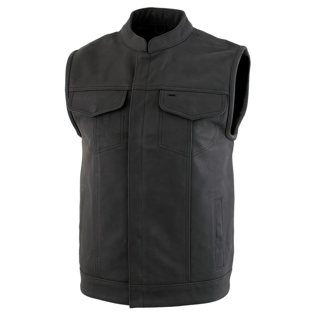 Milwaukee Leather Men's Barrage Flat Black Leather Motorcycle Club Style Vest - LKM3790 — image 1