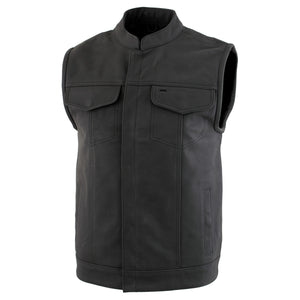 Milwaukee Leather Men's Barrage Flat Black Leather Motorcycle Club Style Vest - LKM3790 — image 1