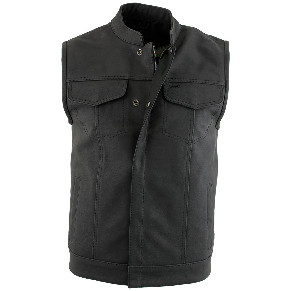 Milwaukee Leather Men's Barrage Flat Black Leather Motorcycle Club Style Vest - LKM3790 — image 8