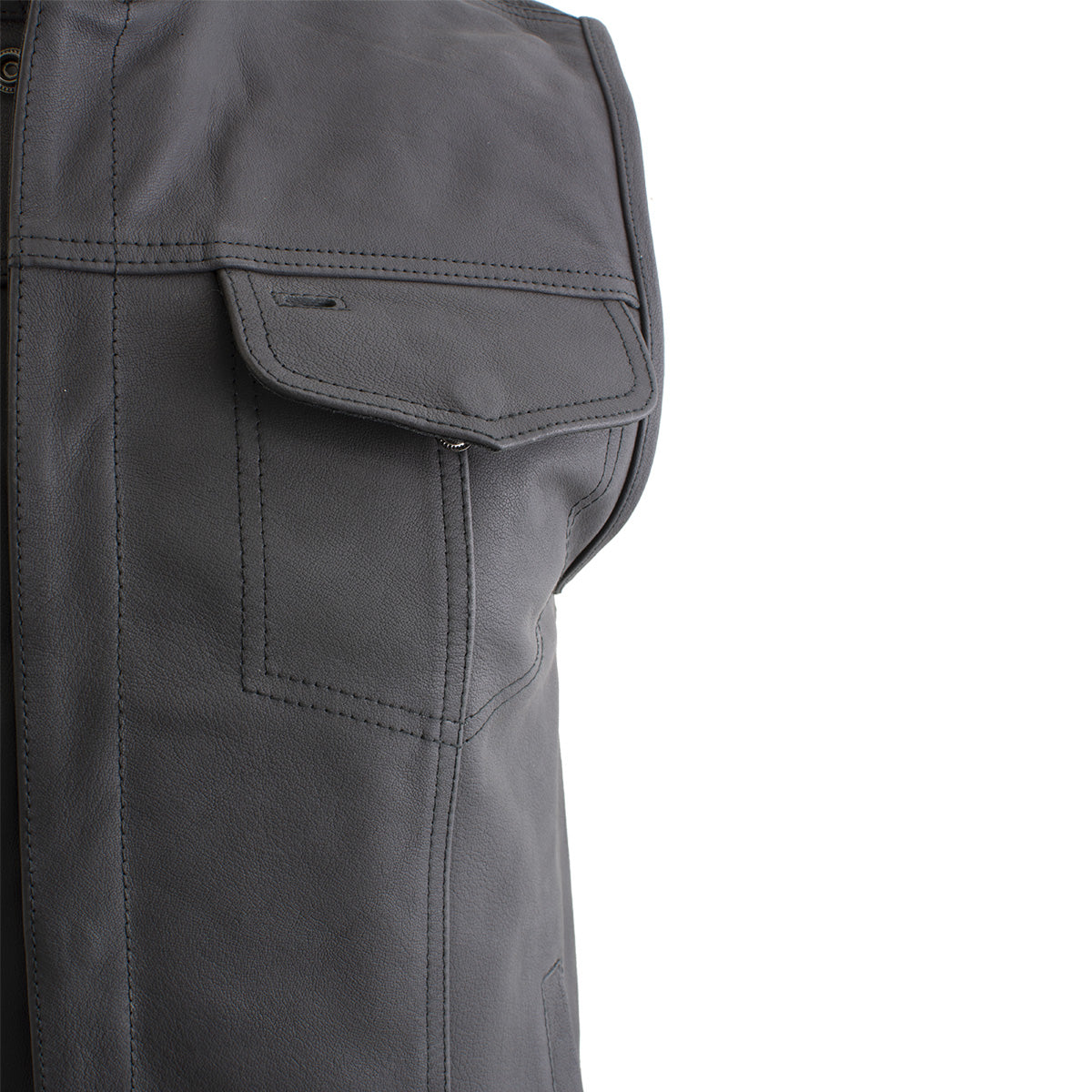 Milwaukee Leather Men's Barrage Flat Black Leather Motorcycle Club Style Vest - LKM3790 — image 7