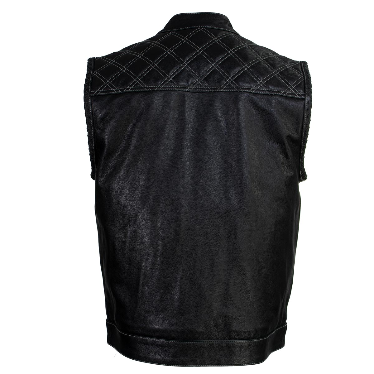Milwaukee Leather LKM3784 Men's Classic Black Leather Motorcycle Rider Vest Stars and Stripes Design w/ USA Flag Liner — image 7