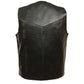 Leather King XS1310LET Men's Classic Black Leather Vest with Snap Button Closure — image 2