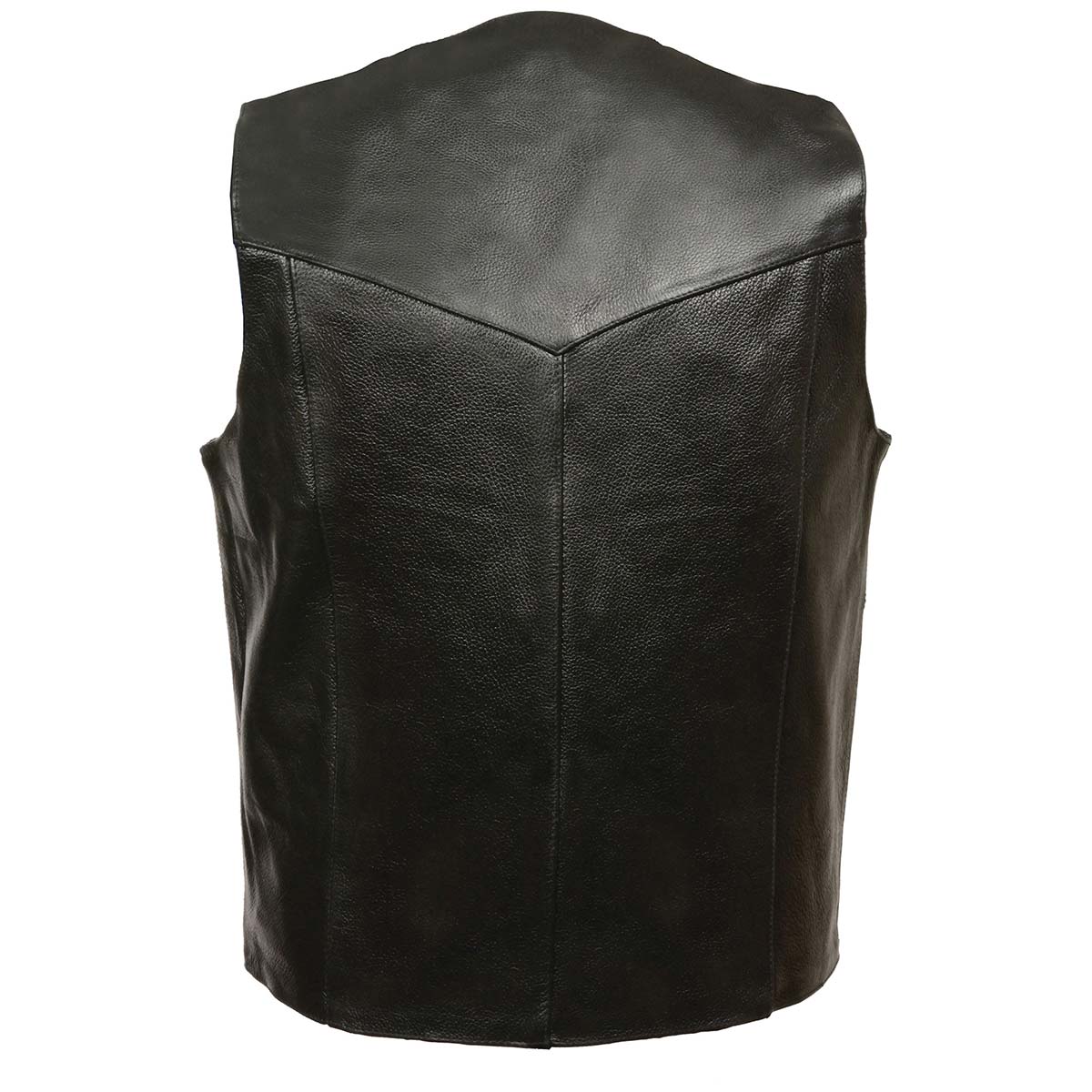 Leather King XS1310LET Men's Classic Black Leather Vest with Snap Button Closure — image 2