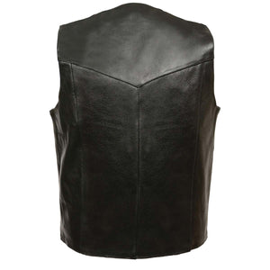 Leather King XS1310LET Men's Classic Black Leather Vest with Snap Button Closure — image 2