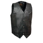 Leather King XS1310LET Men's Classic Black Leather Vest with Snap Button Closure — image 1