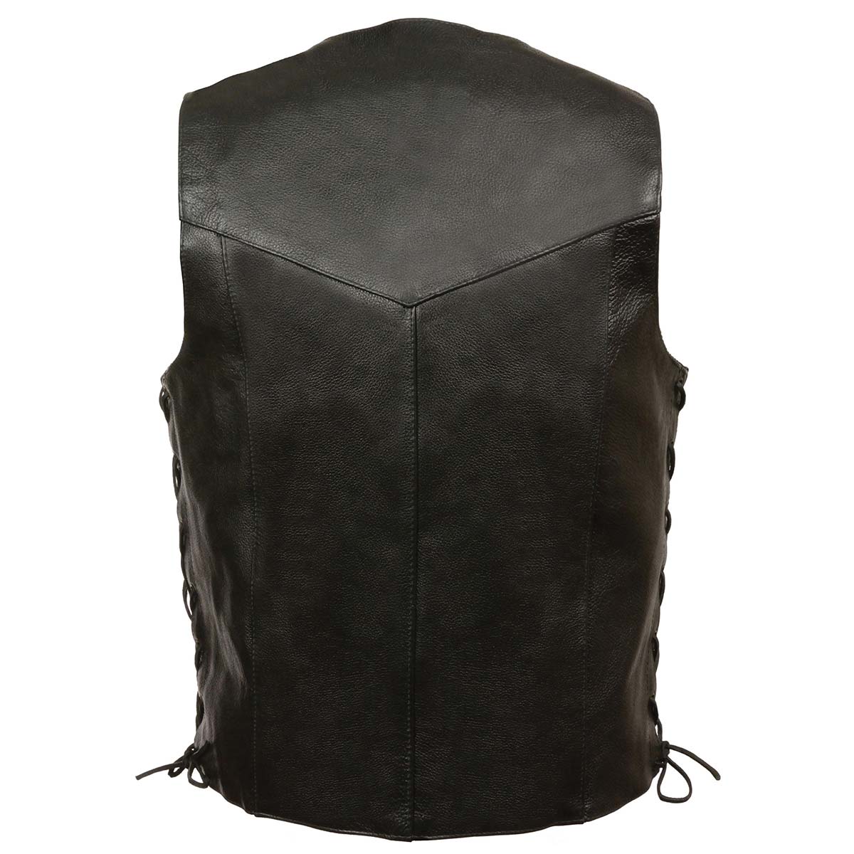 Leather King XS1315 Men's Classic ‘Side Laced’ Black Leather Vest — image 2