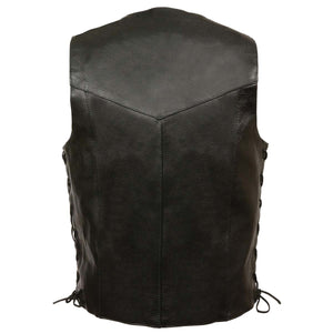 Leather King XS1315 Men's Classic ‘Side Laced’ Black Leather Vest — image 2