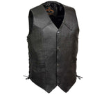 Leather King XS1315LET Men's Classic ‘Side Laced’ Black Leather Vest — image 1