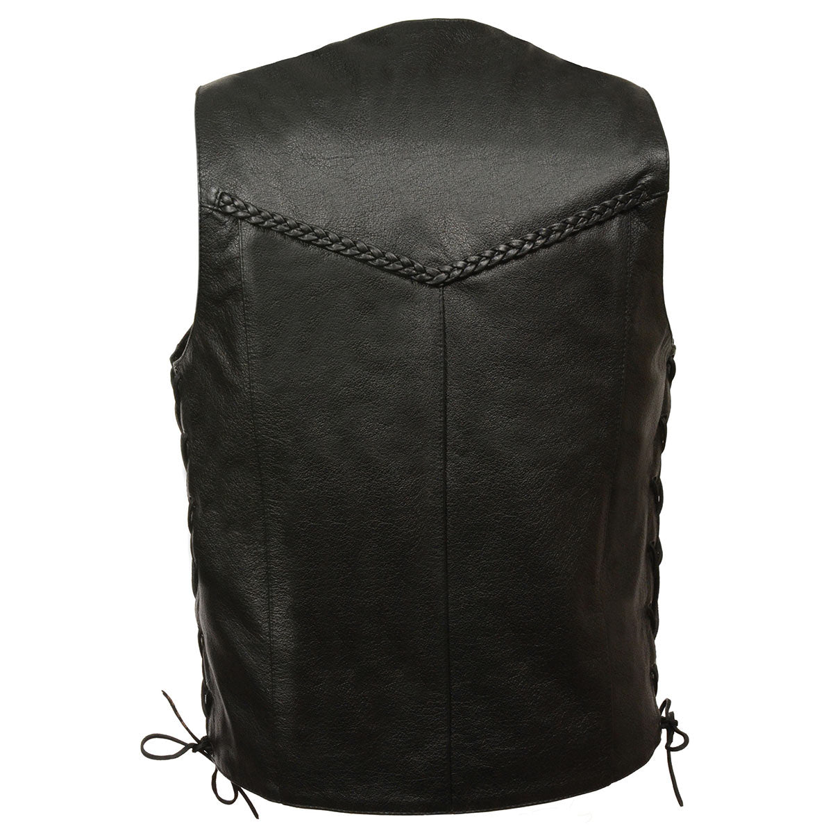 Men’s XS13512 Black Classic Braided Motorcycle Biker Vest — image 3