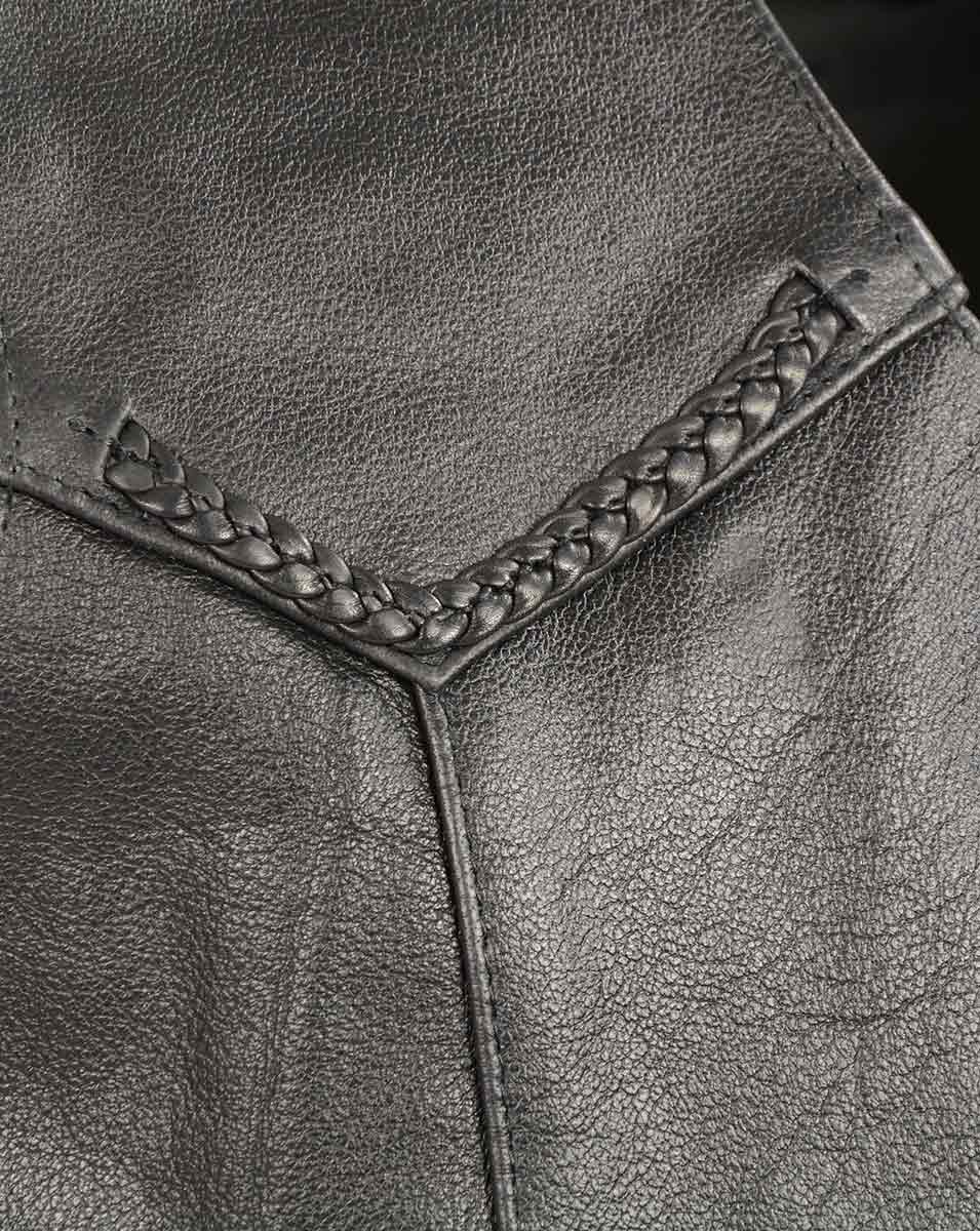 Men’s XS13512 Black Classic Braided Motorcycle Biker Vest — image 4