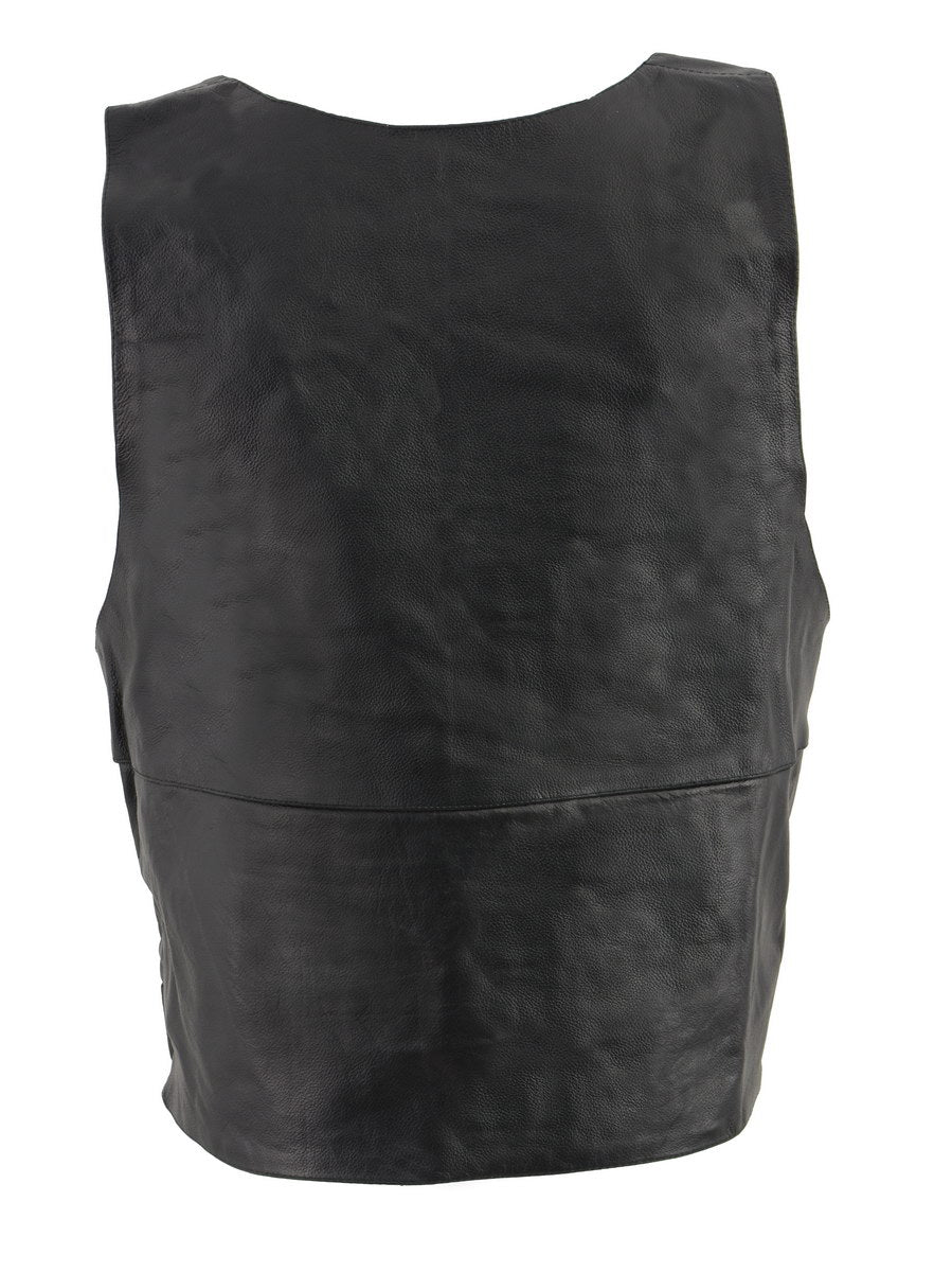 Milwaukee Leather SH1367 Men's Black Leather Swat Style Rider Vest w/ Plain Back Panel for Club Patches — image 2