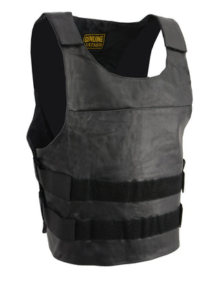 Genuine Leather XS1367 Men's Black Replica Bulletproof Style Tactical Street Leather Vest — image 1