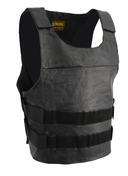 Genuine Leather XS1367 Men's Black Replica Bulletproof Style Tactical Street Leather Vest — image 1