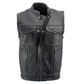 Milwaukee Leather LKM3781 Men's Black Premium Leather Motorcycle Biker Rider Vest w/ White Stitching and Paisley Liner — image 7