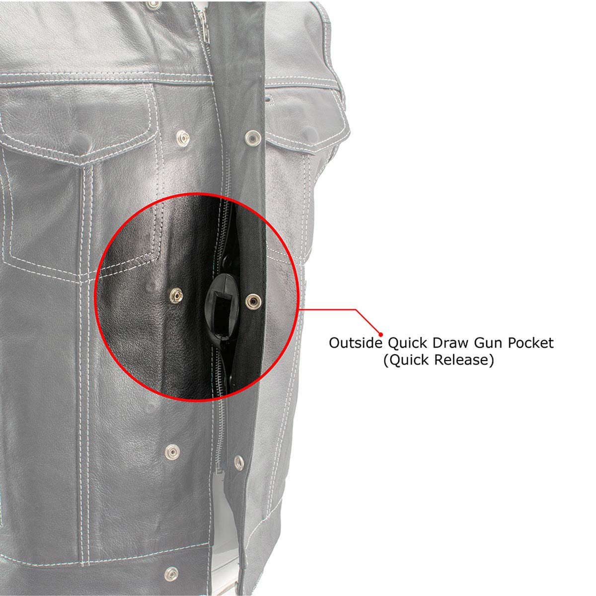 Milwaukee Leather LKM3781 Men's Black Premium Leather Motorcycle Biker Rider Vest w/ White Stitching and Paisley Liner — image 5