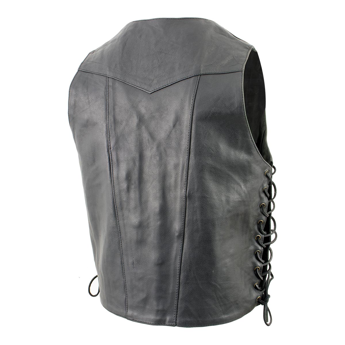 Event Leather XS5390 Men's 10 Pocket Black Classic Side Lace Leather Vest — image 5