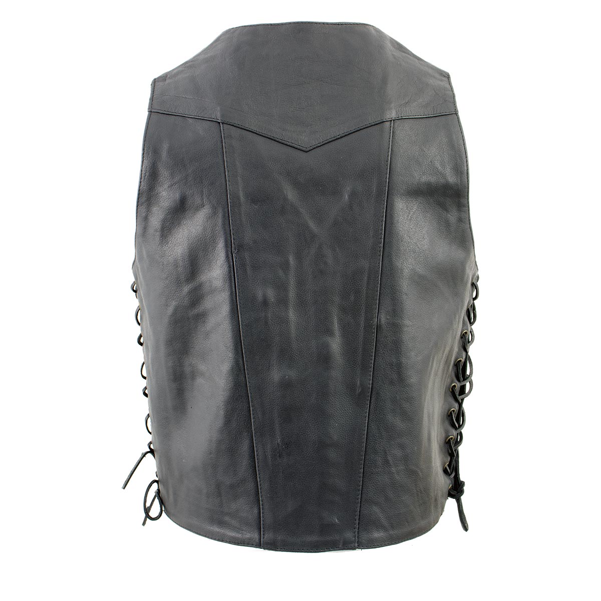 Event Leather XS5390 Men's 10 Pocket Black Classic Side Lace Leather Vest — image 2