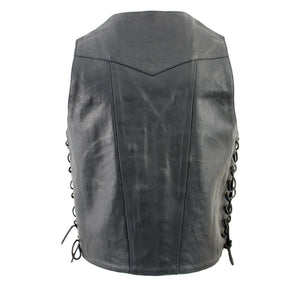 Event Leather XS5390 Men's 10 Pocket Black Classic Side Lace Leather Vest — image 2