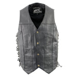 Event Leather XS5390 Men's 10 Pocket Black Classic Side Lace Leather Vest — image 1