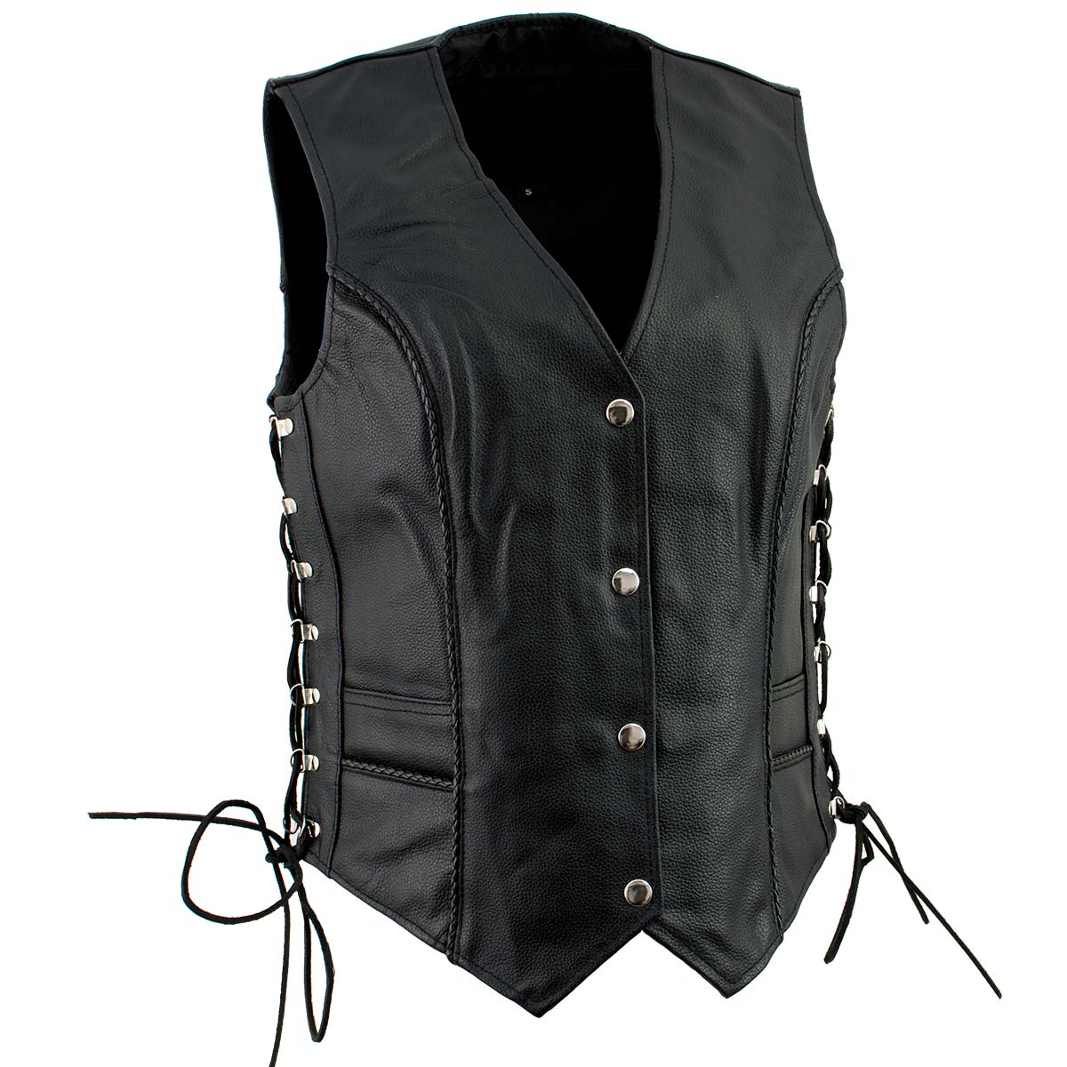 Women's XS761 Classic Braided Leather Vest with Side Laces - image 1