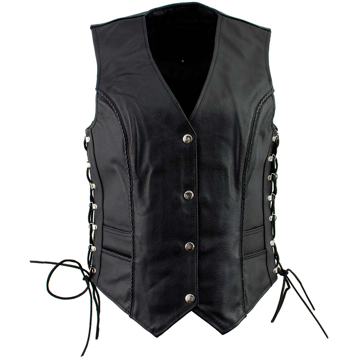 Women's XS761 Classic Braided Leather Vest with Side Laces - image 8
