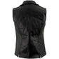 Women's XS773 Black Zippered M/C Lapel Leather Vest - image 2