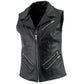 Women's XS773 Black Zippered M/C Lapel Leather Vest - image 7