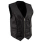Women's XS776 Black Braided Motorcycle Leather Vest with Zipper Closure - image 9