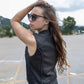 Women's XS776 Black Braided Motorcycle Leather Vest with Zipper Closure - image 2