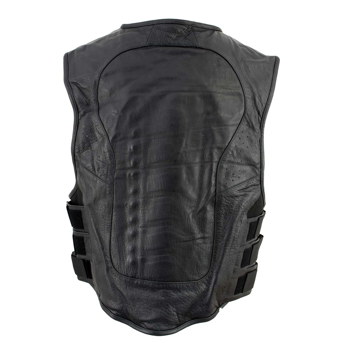 Leather King XSM1467 Men's Classic Black Leather Vest with Back Armor — image 2