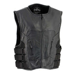 Milwaukee Leather SH1467 Men's Classic Black Leather Vest with Back Padding — image 1