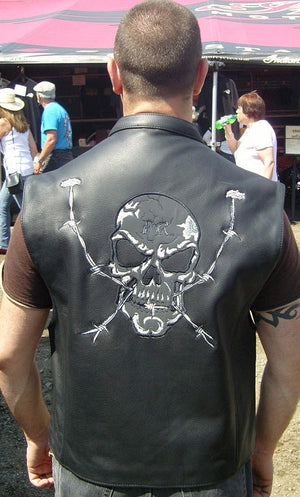 Skull leather club vest - Motorcycle