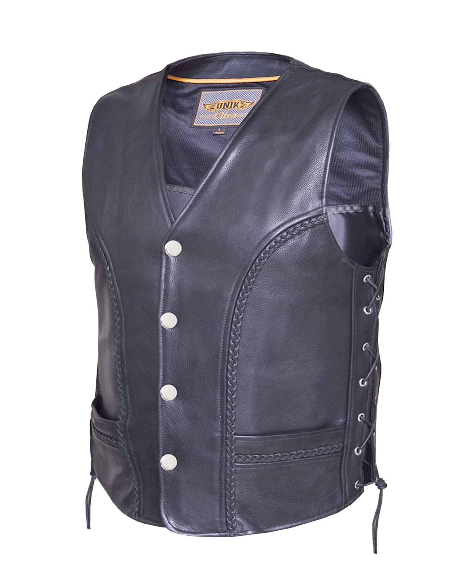 Men's Ultra Braided Motorcycle Leather Vest 