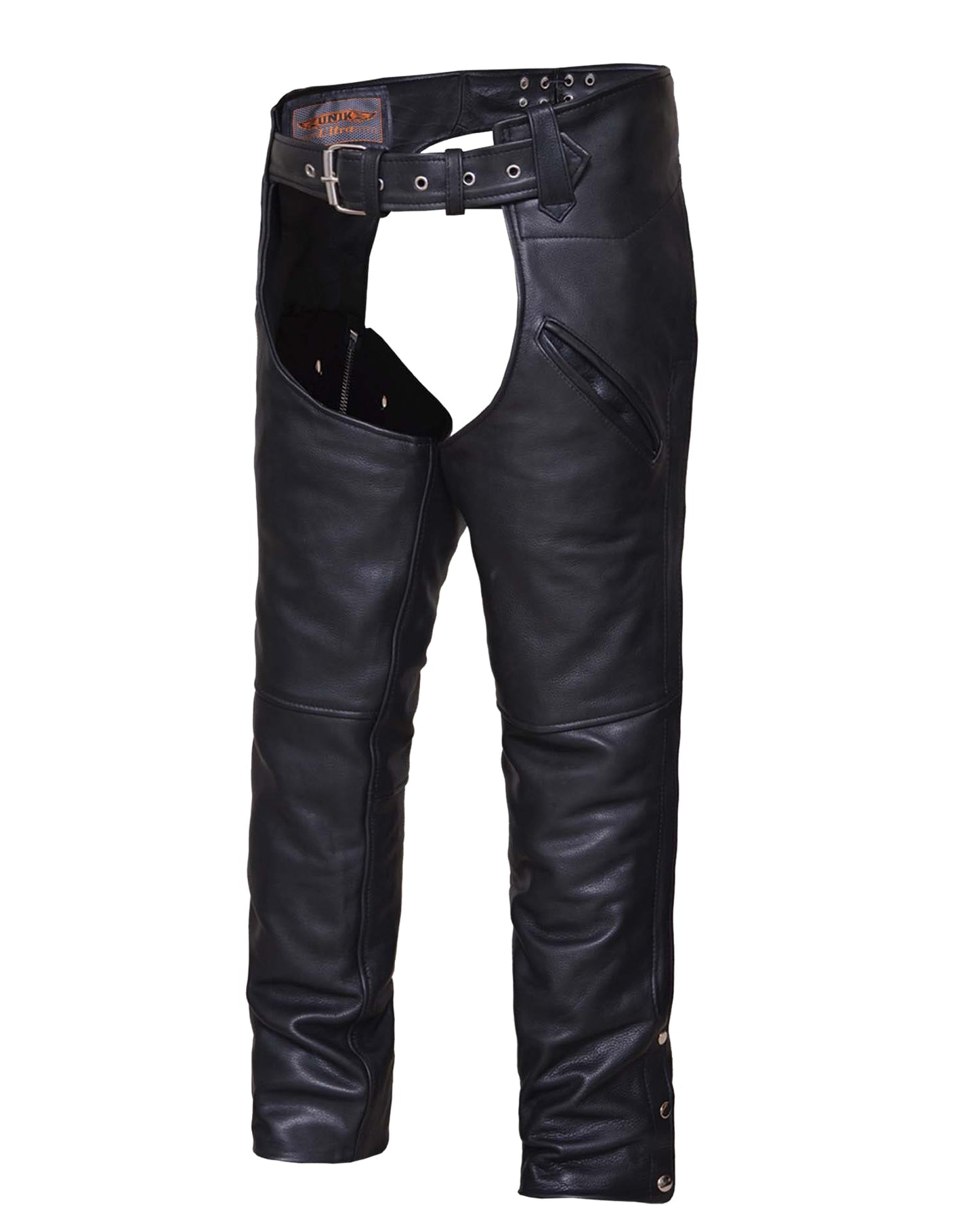 Unisex Naked Leather Deep Pocket Motorcycle Chaps