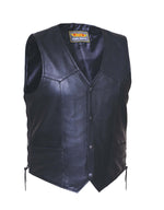 Men's Premium Leather Motorcycle  Vest with side laces