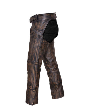 Unisex Nevada Brown Ultra Jean Pocket Motorcycle Chaps