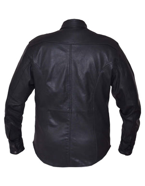 Men's Premium Lightweight Leather Motorcycle Shirt with Buffalo Nickle Snaps