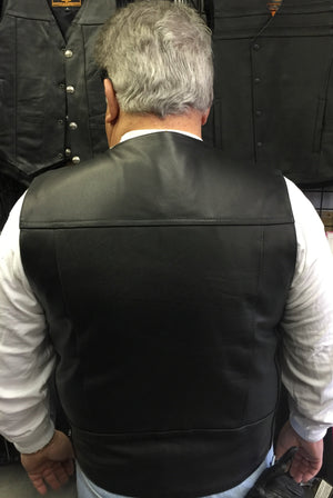 Gun pocket straight bottom leather vest
