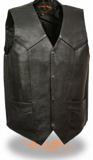 Gun pocket traditional leather vest