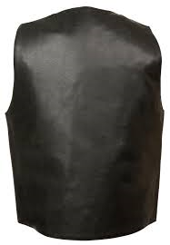 LKM3700 Men plain gun Vest single panel back leather motorcycle style
